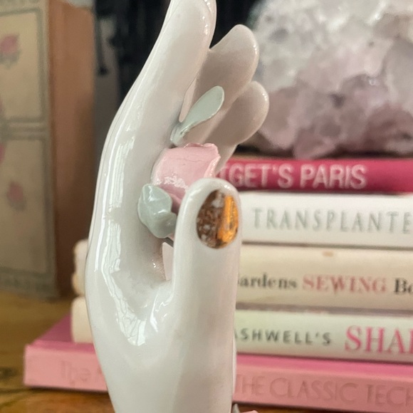 Vintage THAMES CHINA Pink & Gold Floral Porcelain Hand Ring/Pins/Trinket - Picture 5 of 7